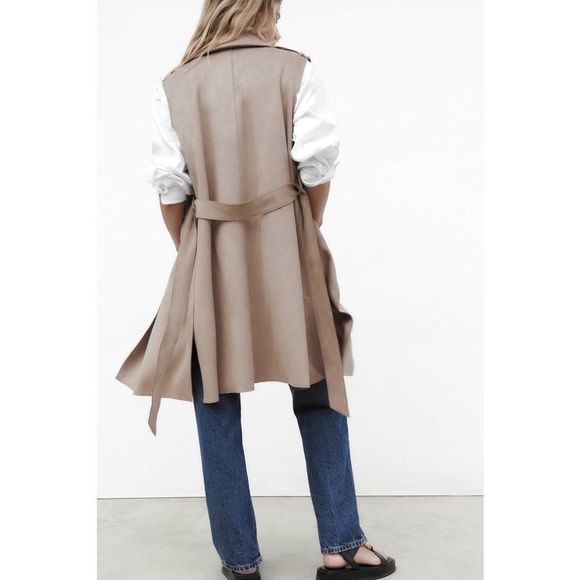 NWT - Zara Medium Faux Suede Vest Jacket- - Picture 11 of 16